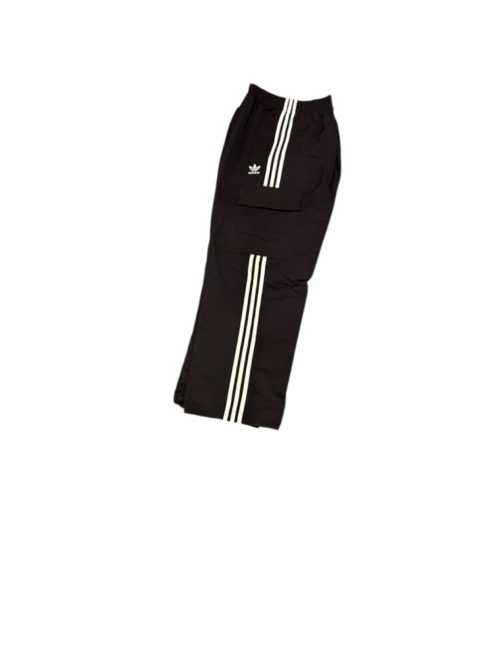 Men's Adidas Black Cargo Pants with White Stripes M